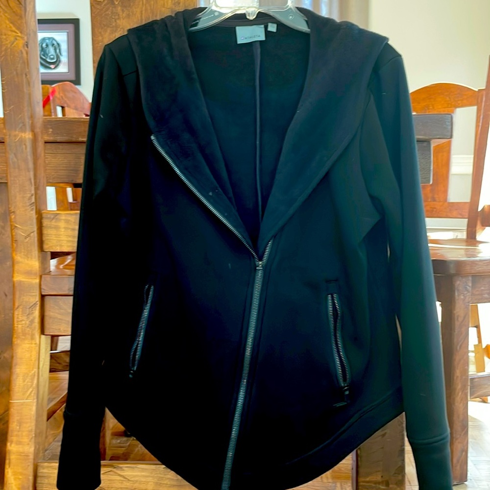 Athleta | Hooded Jacket, Black, Large, EUC. Thumb Holes, Lined, Pockets